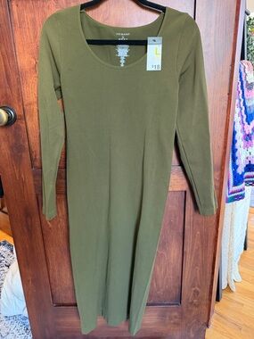 NWT Primark Olive Green Long Sleeve Midi Dress